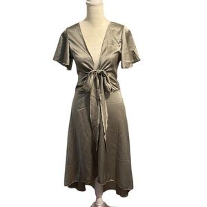 Sexy open tie front deep plunge cocktail dress